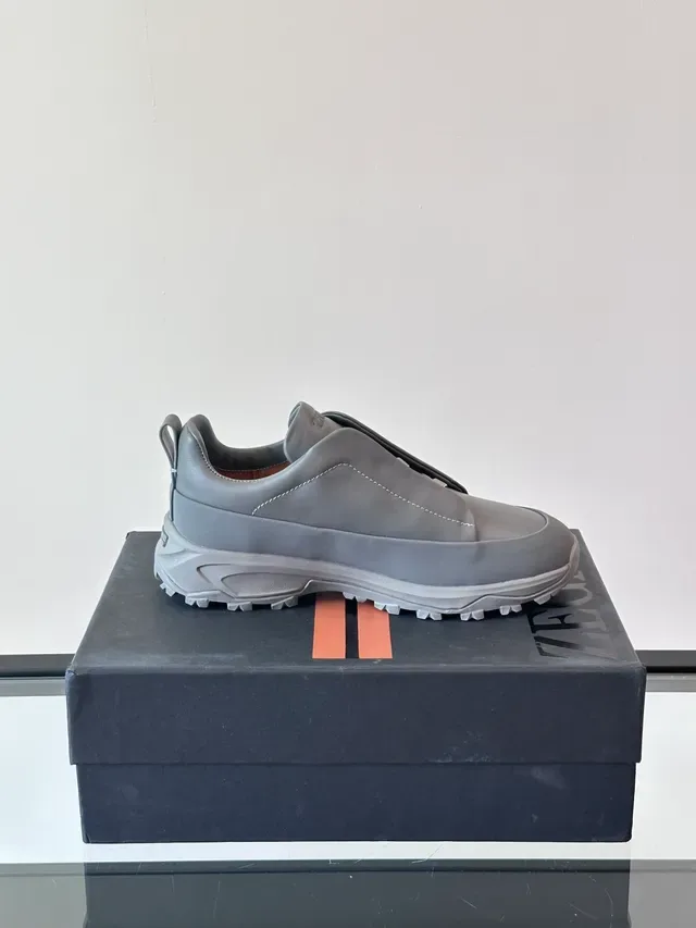 Gray Slip-On Construction Stitched Panel Upper Sneakers 4