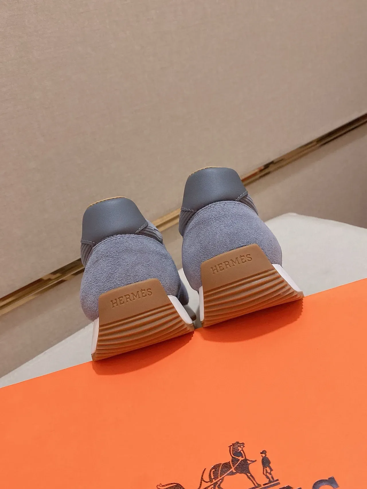 Gray Suede and Mesh Retro Runner Sneaker 8