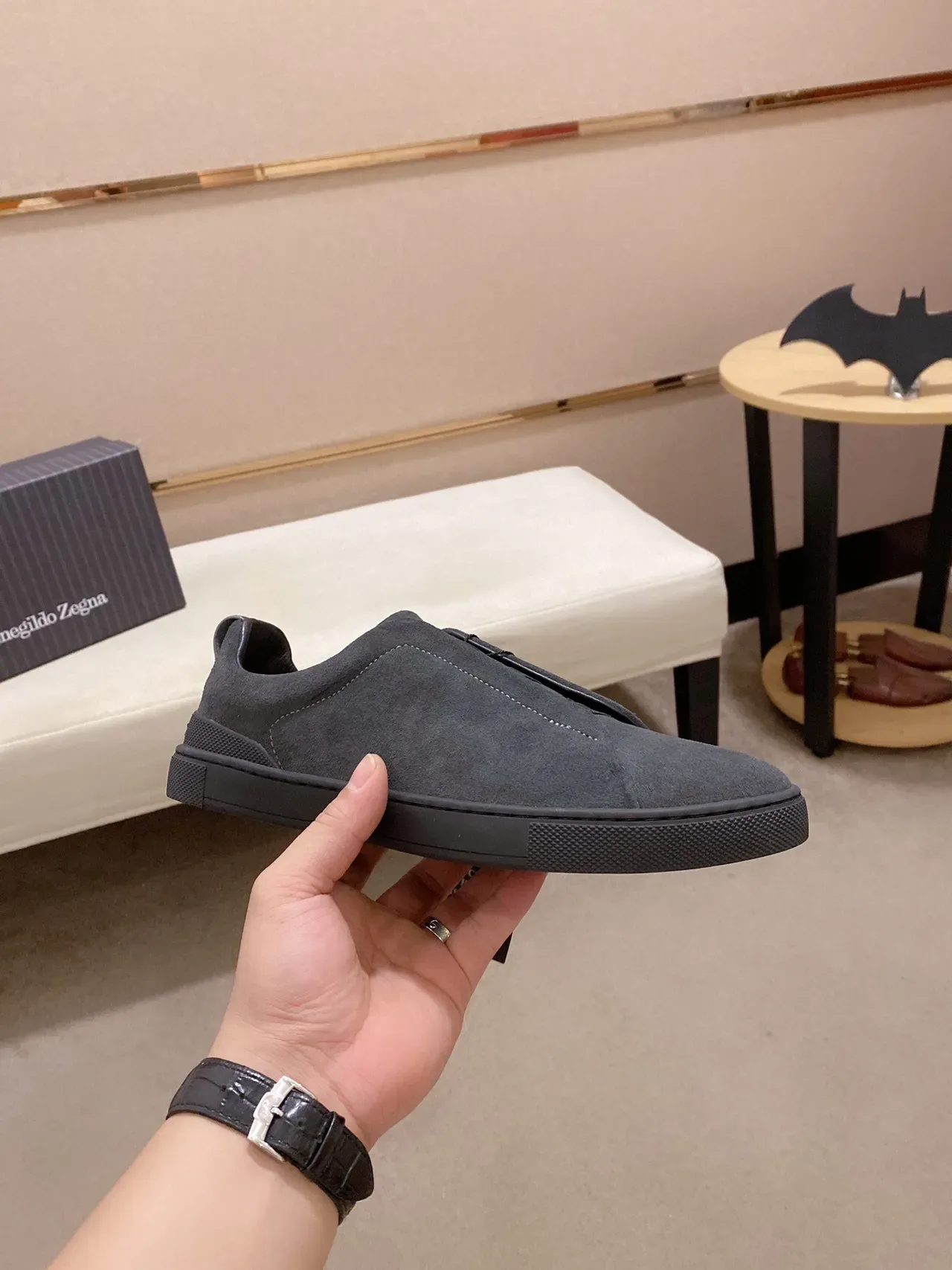Gray Suede Slip-On Sneaker 6