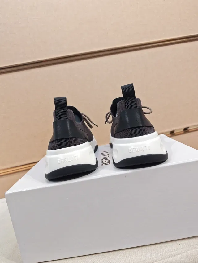 Gray White Knit Upper Sculpted Two-Tone Midsole Sneakers 3