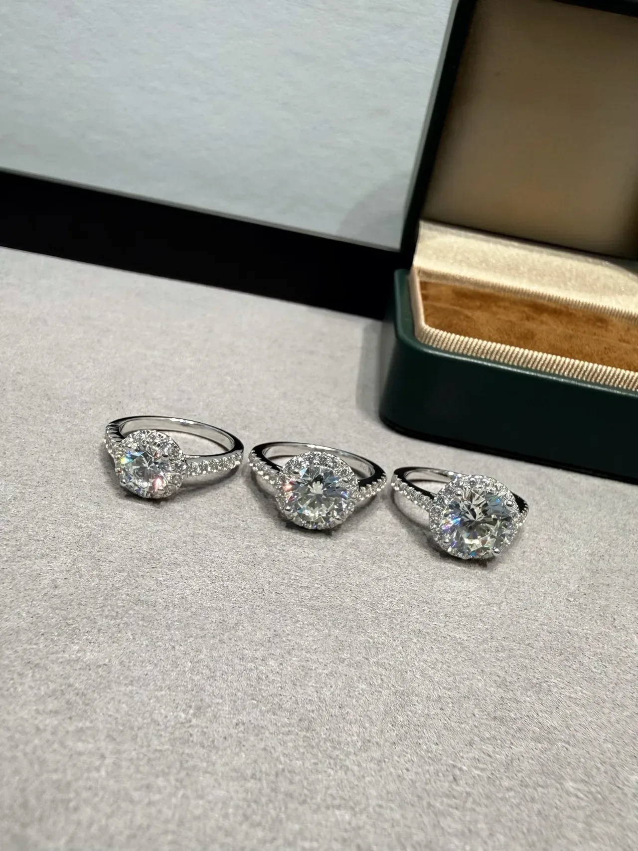 Halo Setting Round Brilliant Diamond Ring 4