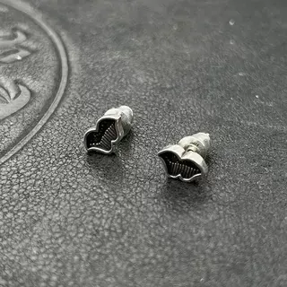 Heart-Shaped Oxidized Silver Stud Earrings