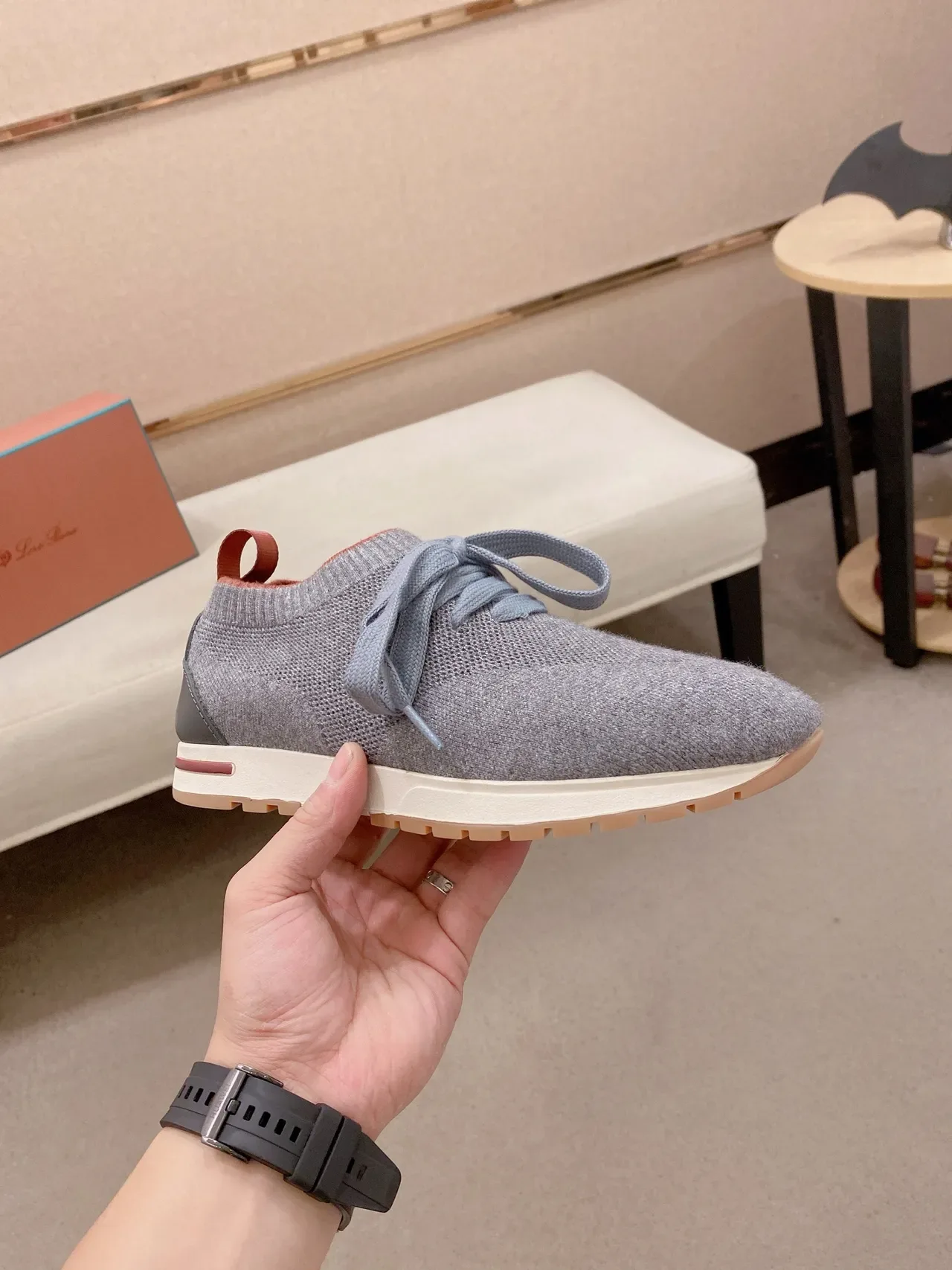 Heather Gray Knit Lace-Up Slip-On Hybrid Sneaker 5