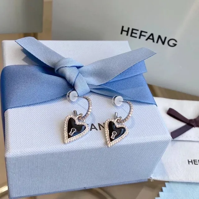 HEFANG Blue Silver Pearl Strand Heart-Shaped Pendant Necklace 8