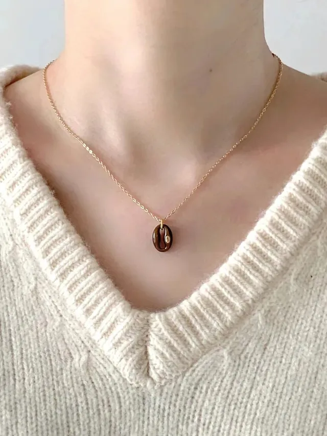 HEFANG Colliers avec pendentif œil de tigre et pavé en doré 3