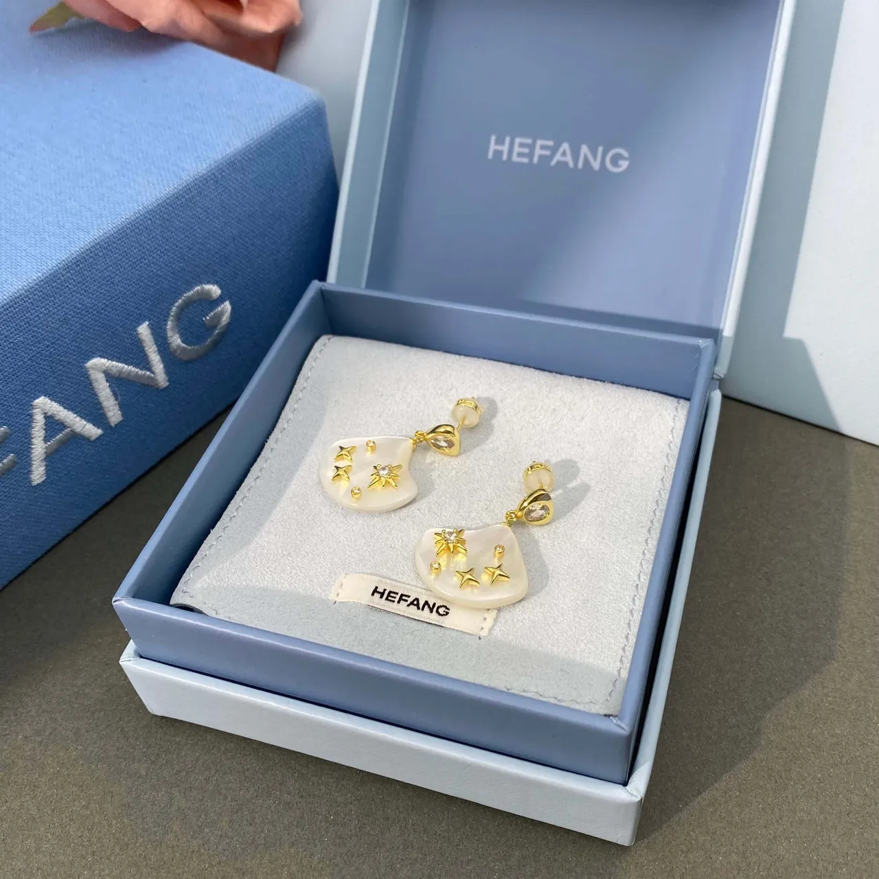 HEFANG Mother-of-Pearl Star Drop Earrings 4