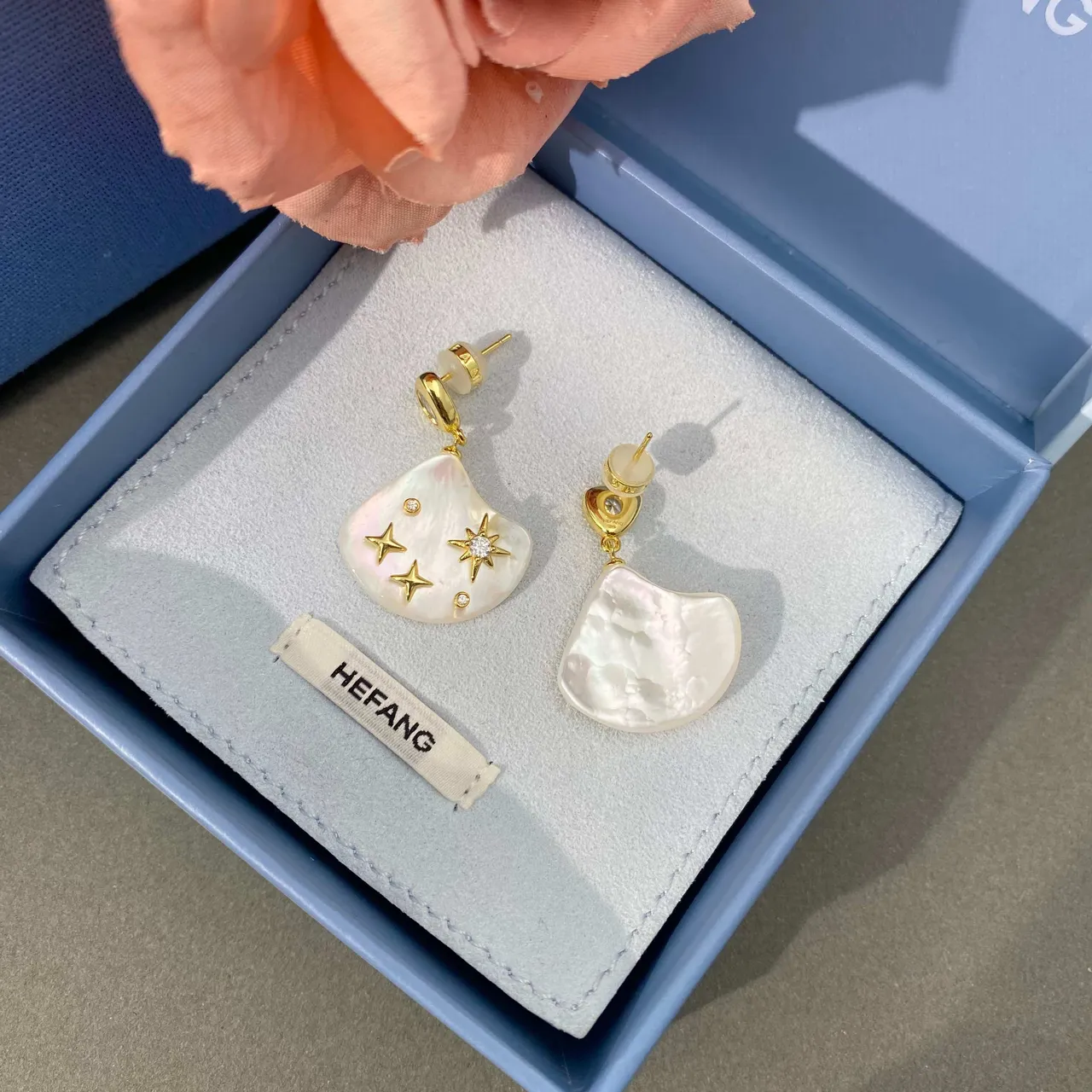 HEFANG Mother-of-Pearl Star Drop Earrings 6