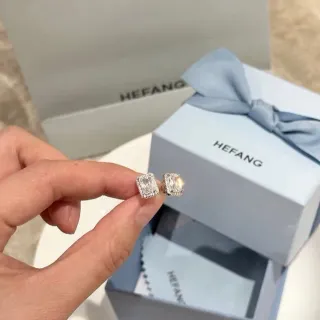 HEFANG Corte Retangular Pavé Halo Brincos Stud