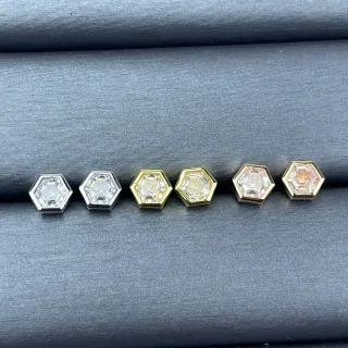 Hexagonal Bezel Faceted Stone Stud Earrings