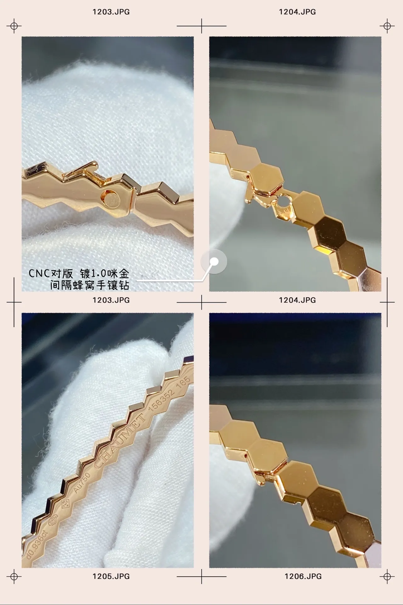 Hexagonal-Link Pavé-Set Stone Rigid Bangle Bracelets 2