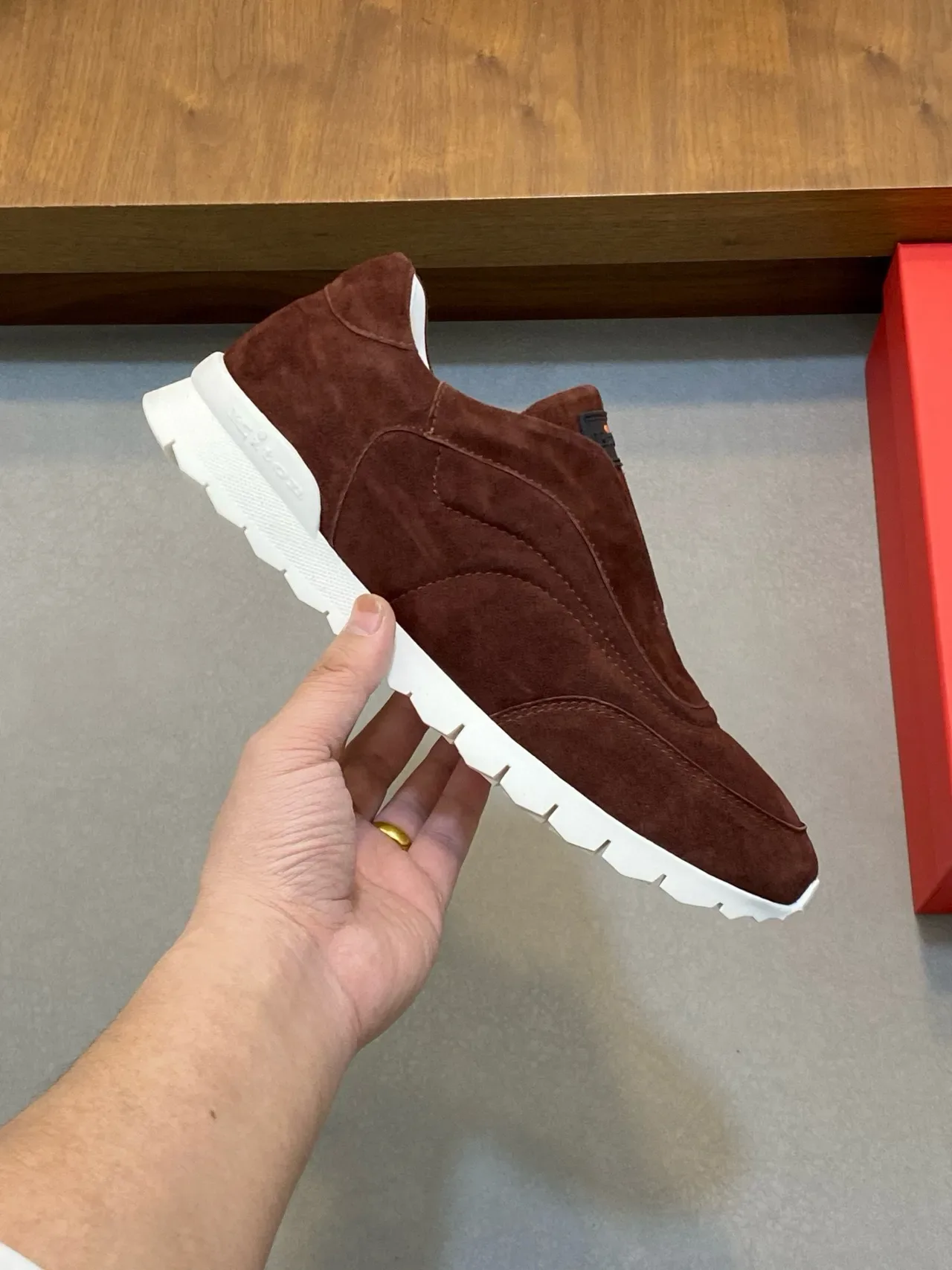 Hilton Slip-On Suede Brown Lifestyle Sneakers 4