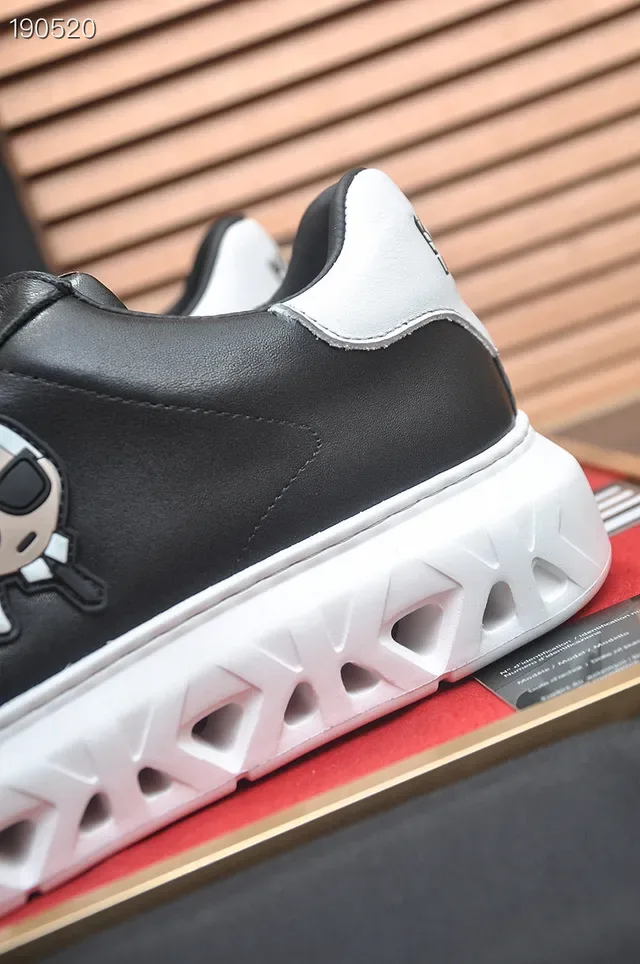 KARL LAGERFELD Black White Leather Upper Sculpted Lattice Sole Lifestyle Sneakers 3