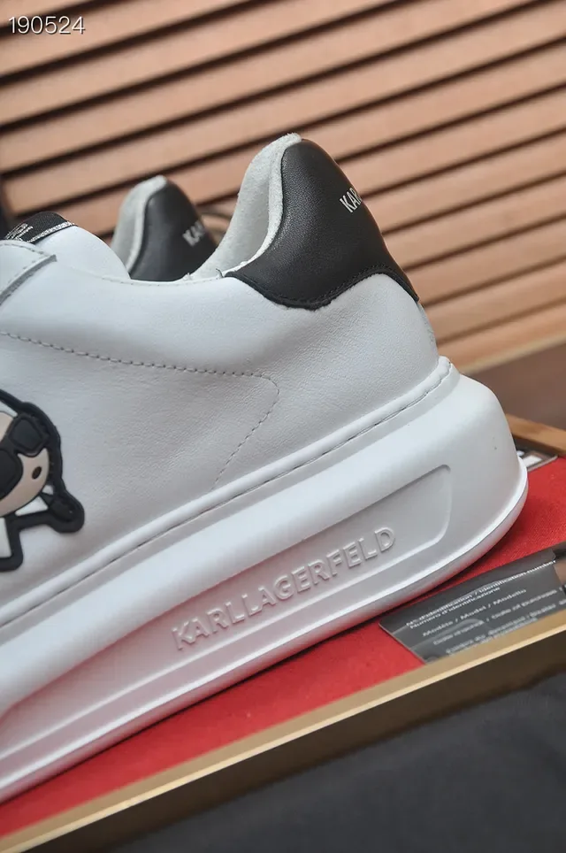 Karl Lagerfeld IKONIK White Black Low-Top Platform Sole Lifestyle Sneakers 3