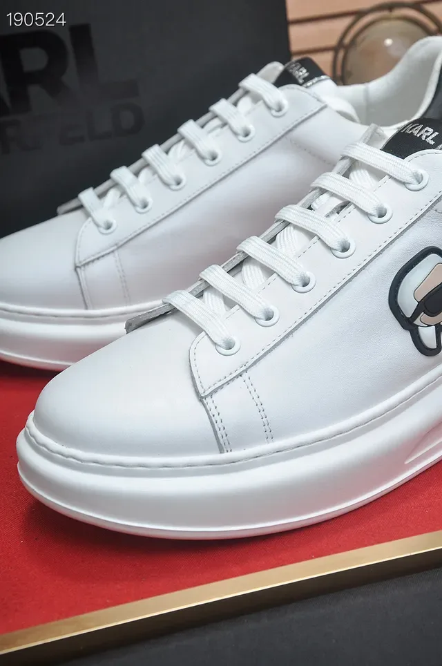 Karl Lagerfeld IKONIK White Black Low-Top Platform Sole Lifestyle Sneakers 4