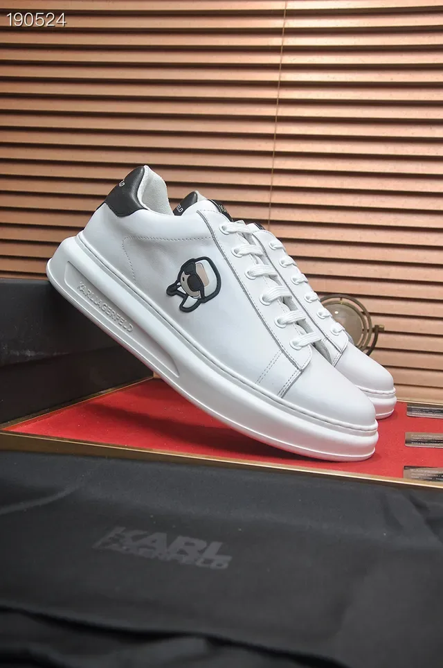 Karl Lagerfeld IKONIK White Black Low-Top Platform Sole Lifestyle Sneakers 6