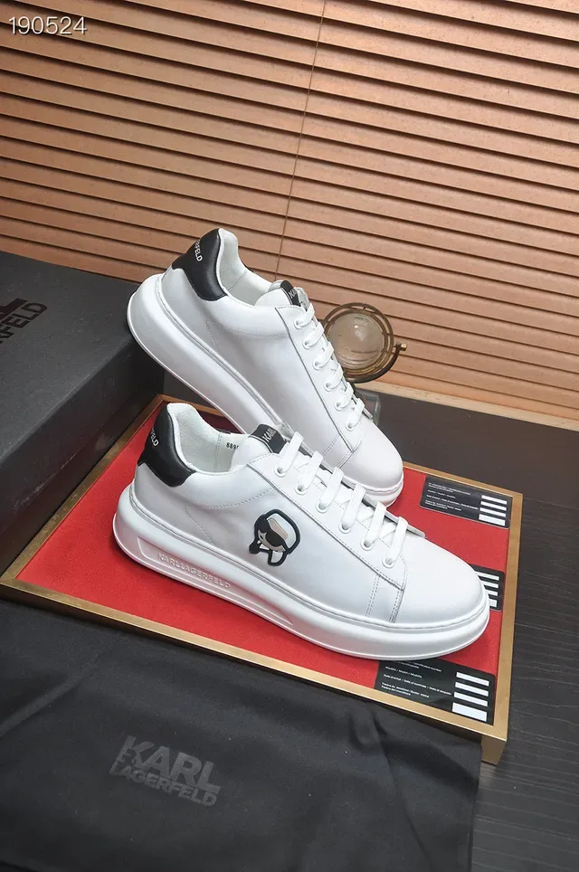 Karl Lagerfeld IKONIK White Black Low-Top Platform Sole Lifestyle Sneakers 8