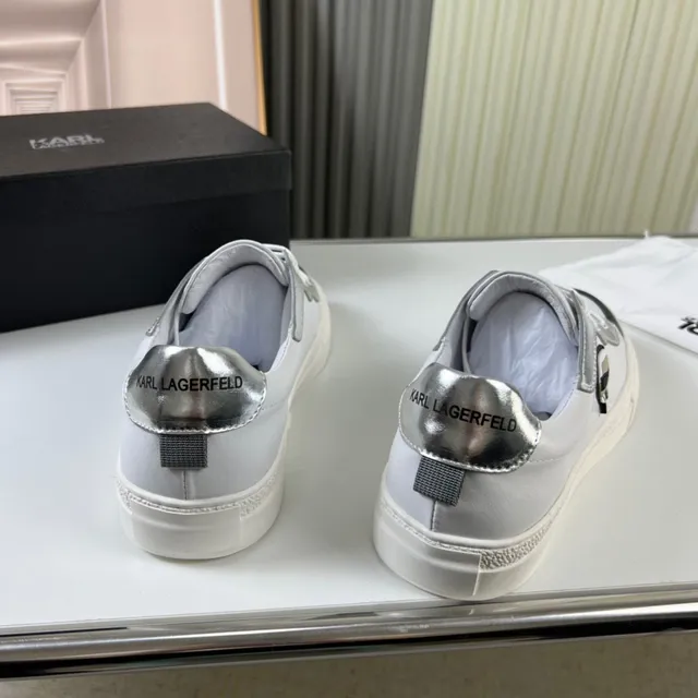 Karl Lagerfeld White Black Low-Top Leather Upper Lifestyle Sneakers 6