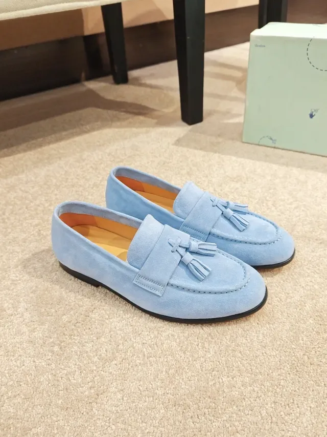 Light Blue Suede Tassel Loafer 4