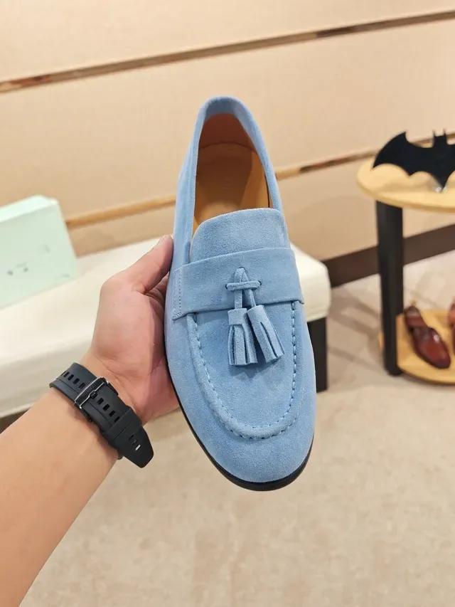 Light Blue Suede Tassel Loafer 5
