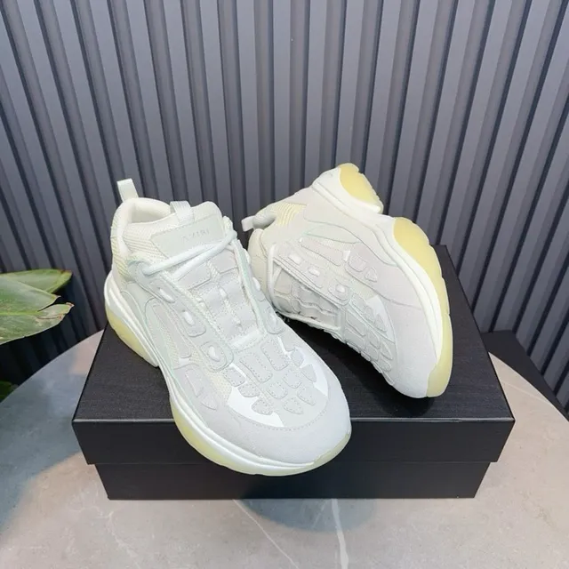 Light Gray and Pale Yellow Chunky Sneakers 5
