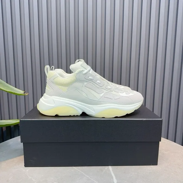 Light Gray and Pale Yellow Chunky Sneakers 7
