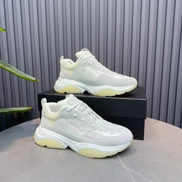 Light Gray and Pale Yellow Chunky Sneakers 9