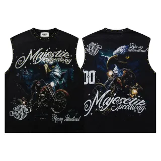 Majestik Majestic Speedway Graphic Studded Vest Top