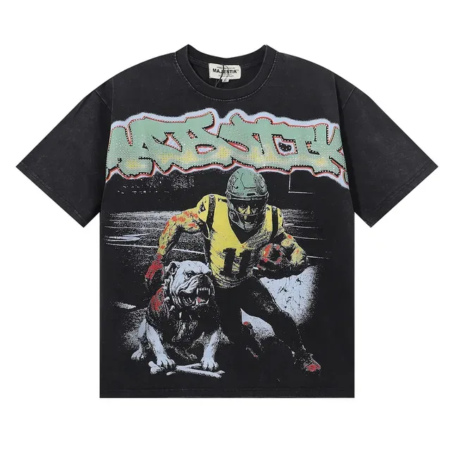 MAJESTIK Oversized Distressed Black Graphic T-Shirt 3