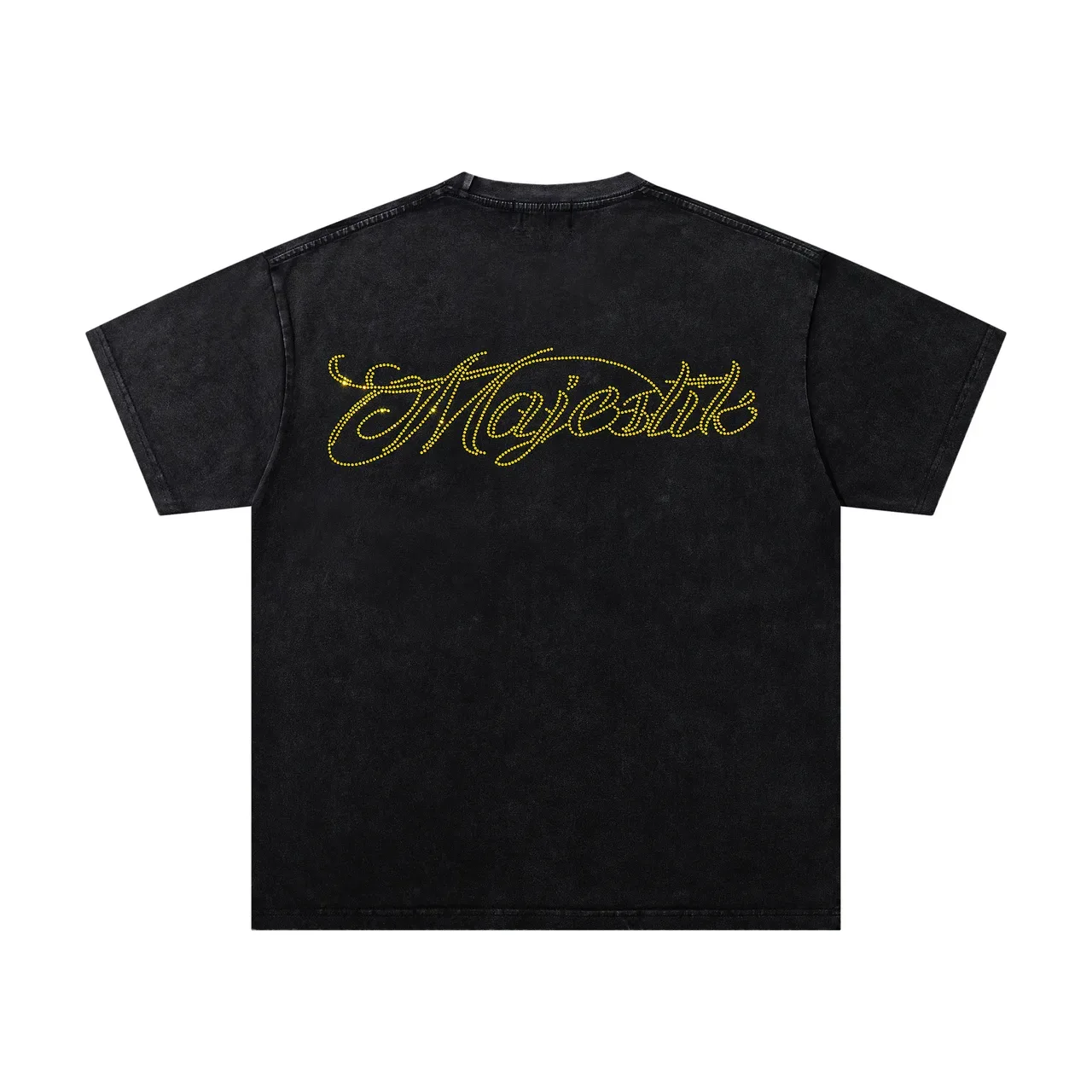 MAJESTIK Racing Sports Graphic Oversized Acid-Wash Black T-Shirt 3