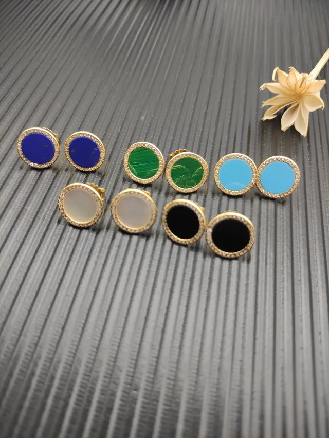 Malachite and Pavé Diamond Halo Stud Earrings 2