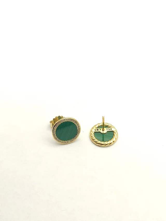 Malachite and Pavé Diamond Halo Stud Earrings 3