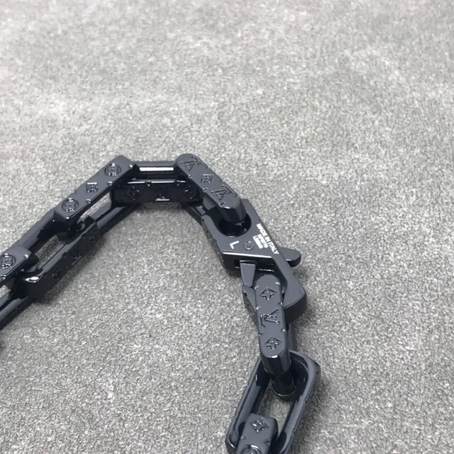 Matte Black Rectangular Link Industrial Chain Necklace 2