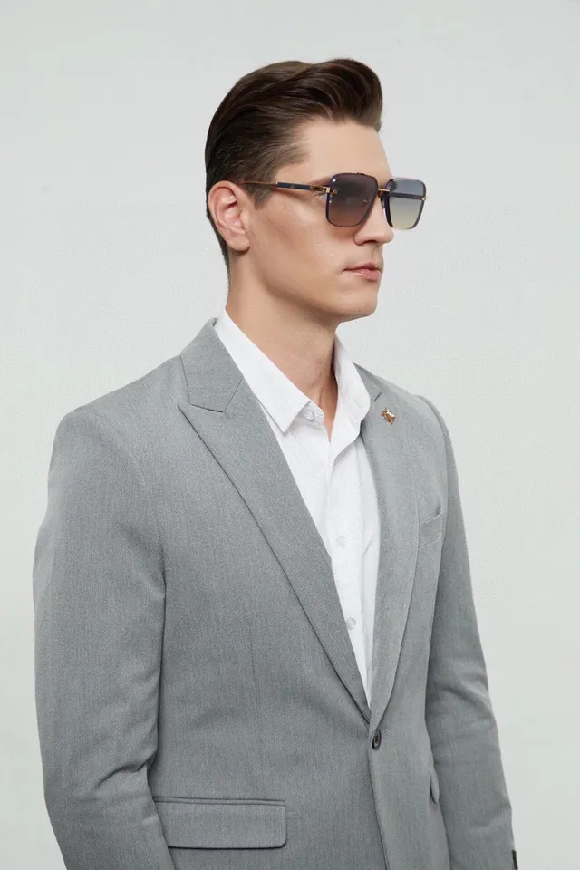Metal Frame Square Aviator Gradient Tint Sunglasses 7