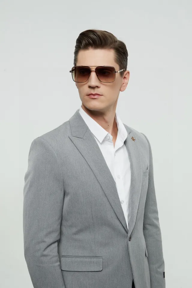 Metal Frame Square Aviator Gradient Tint Sunglasses 9