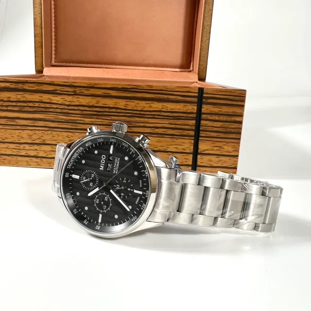 Mido Multifort Chronograph Automatic Dark Dial Stainless Steel Mechanical Watch 3
