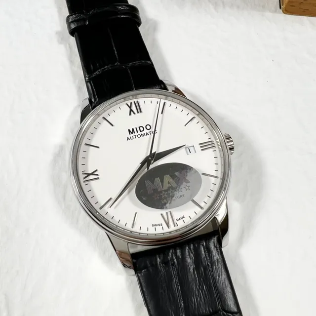 Mido Multifort Chronometer Open Heart सफेद डायल काला पट्टा यांत्रिक घड़ी 2