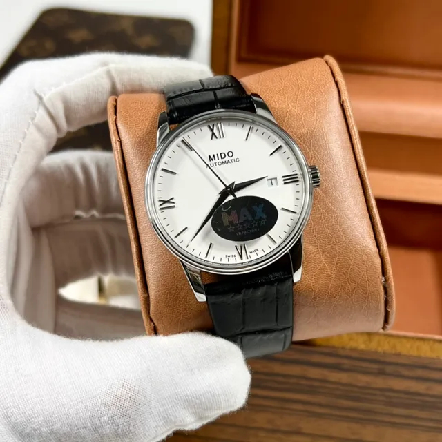 Mido Multifort Chronometer Open Heart सफेद डायल काला पट्टा यांत्रिक घड़ी 4