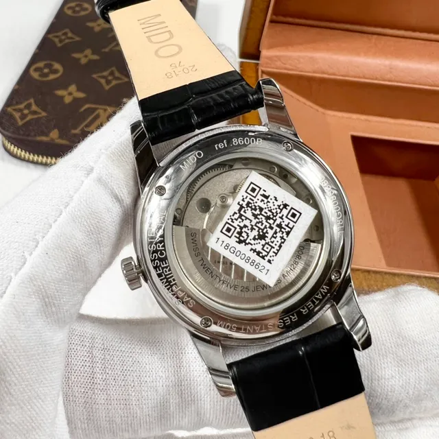 Mido Multifort Chronometer Open Heart सफेद डायल काला पट्टा यांत्रिक घड़ी 6