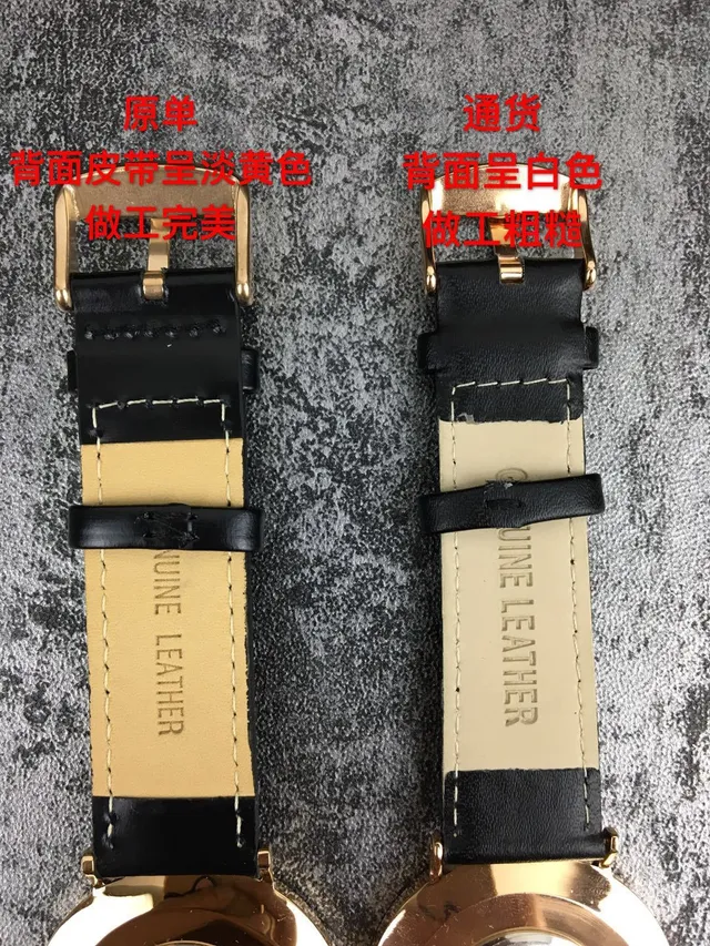 Montre quartz minimaliste boîtier doré sangle cuir noire 5