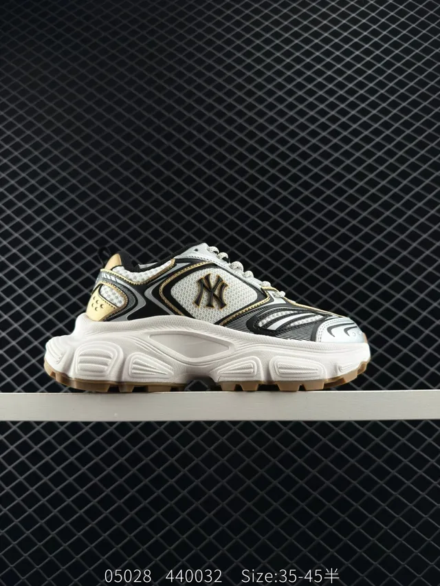 MLB Winner Chunky White Black Gold Low-Top Chunky Sneakers 6