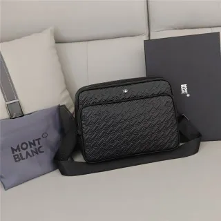 Montblanc Meisterstück Black Gray Quilted Monogram Leather Embossed M Motif Messenger Bag