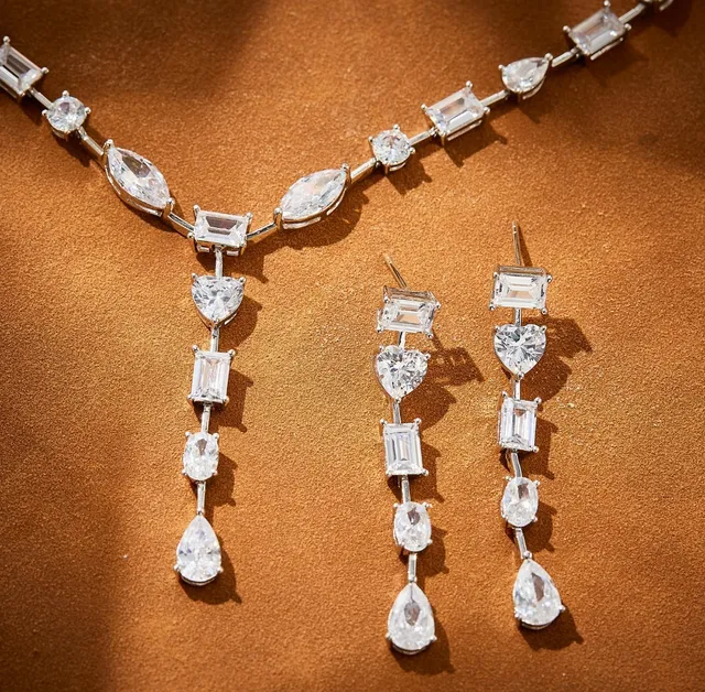 Multi-Cut Stone Y-Drop Pendant Necklace 4
