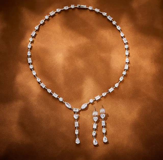 Multi-Cut Stone Y-Drop Pendant Necklace 6