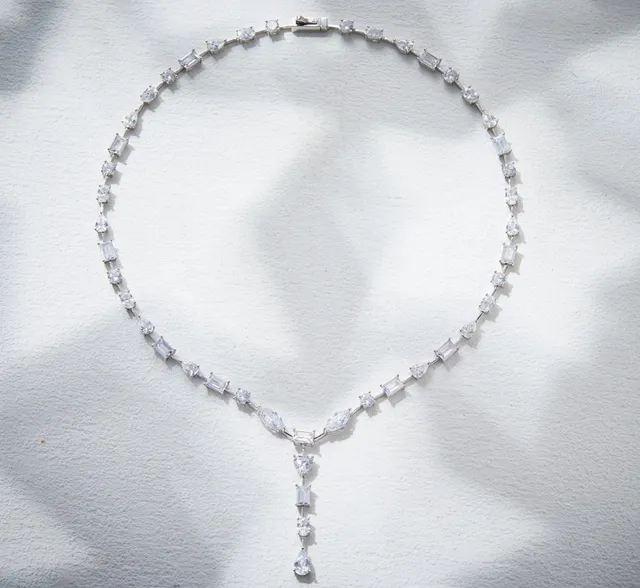 Multi-Cut Stone Y-Drop Pendant Necklace 7