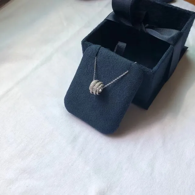 Multi-Tiered Pavé Diamond Cylinder Pendant Necklace 2