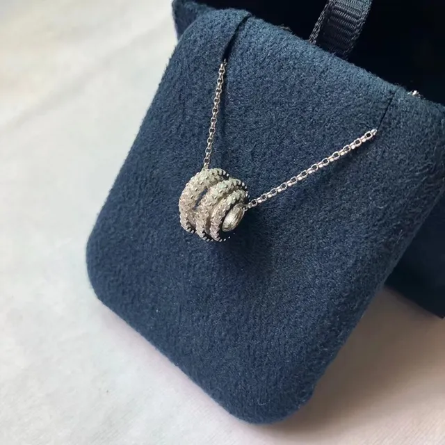 Multi-Tiered Pavé Diamond Cylinder Pendant Necklace 4