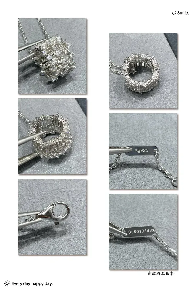 Multi-Tiered Pavé-Set Rectangular Pendant Necklace 2