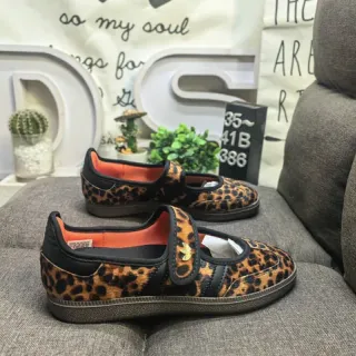 Multicolor Black Leopard-Print Velvet-Like Upper Mary Jane Shoes