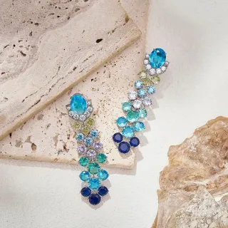 Multicolor Blue Gemstone Cascade Drop Earrings