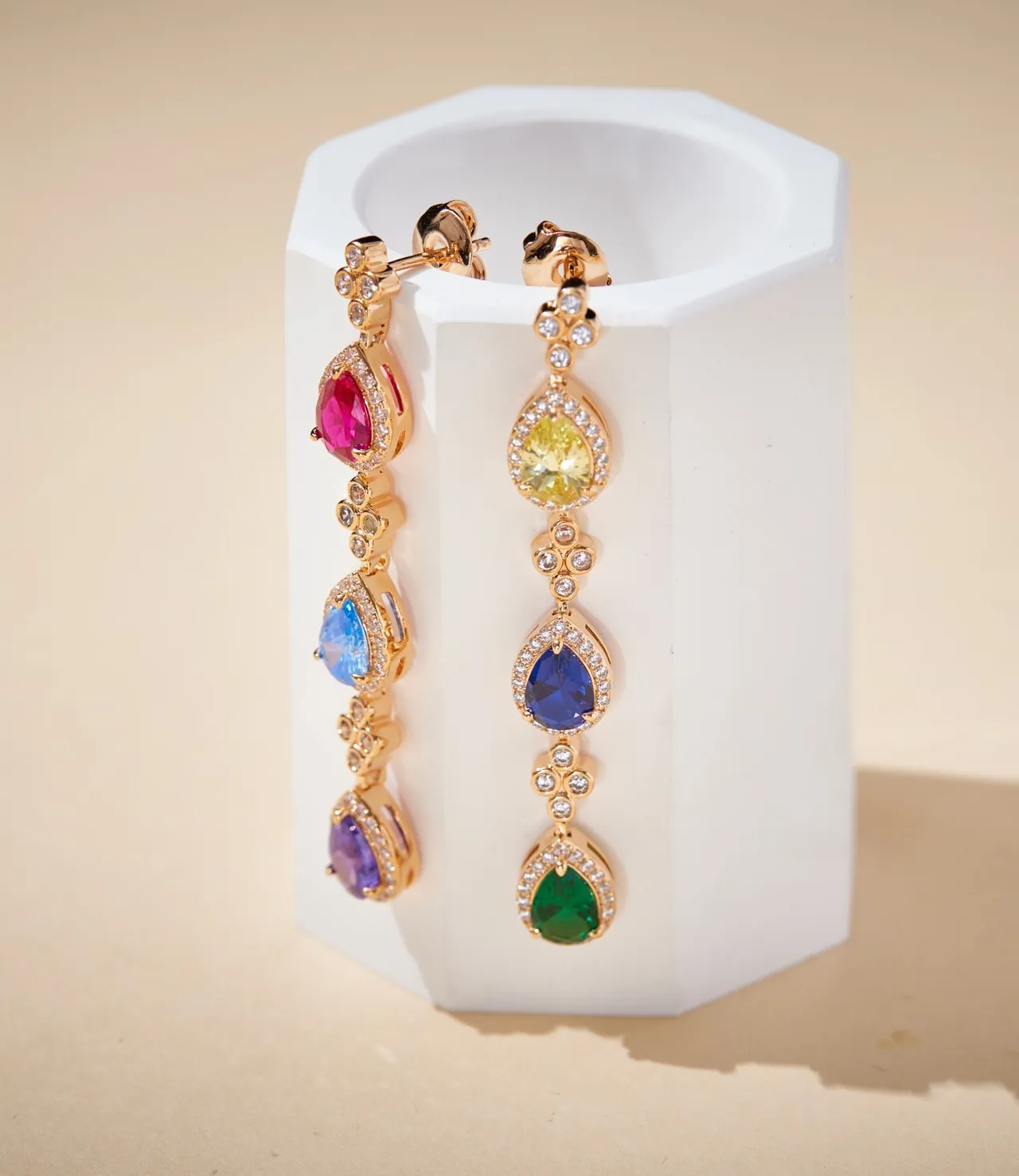 Multicolor Teardrop Gemstone Drop Earrings 1